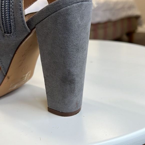 Grey Heeled Sandals with Silver Studs - Picture 9 of 10